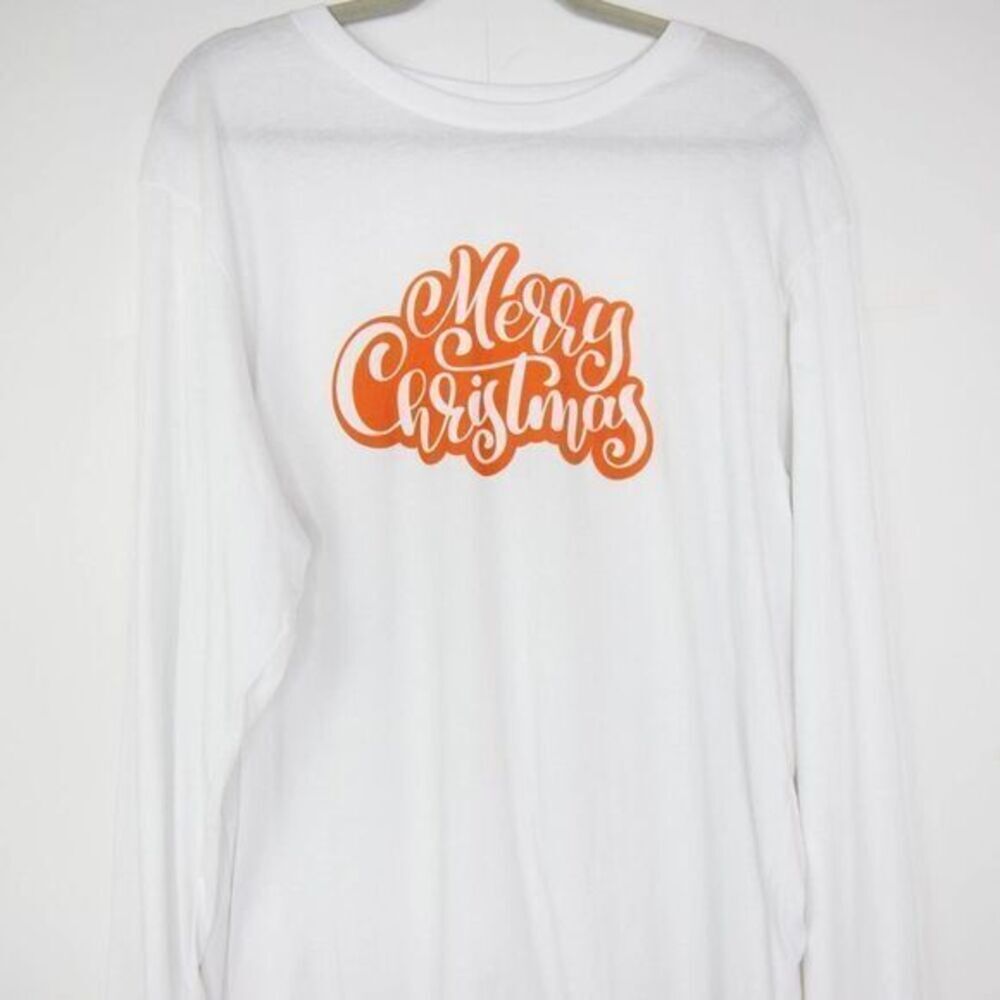 NWOT Merry Christmas long sleeve‎ T-shirt, White, XL